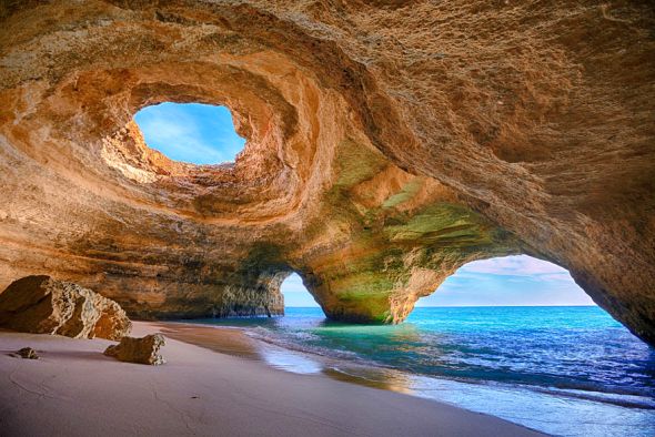 Cave Beach It’s just like a place for hiding! This amazing cave-like beach is located in Algarve, Portugal.