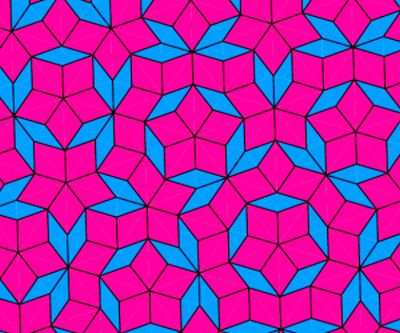 Penrose tiling is that of the quasicrystal and the hypercube or tesseract.