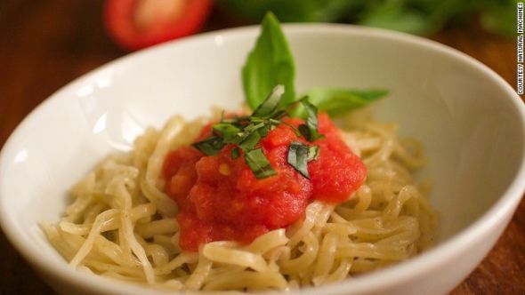  This spaghetti dish was created using the "Foodini" -- a 3D printer for food.