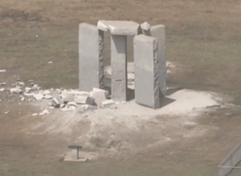 Monument to the devil’ seen lying in ruins